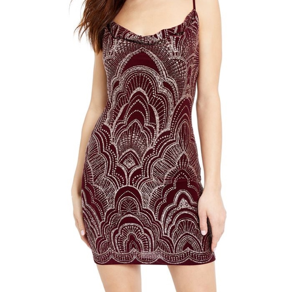 Jump Rose Gold Glitter Body Con Dress